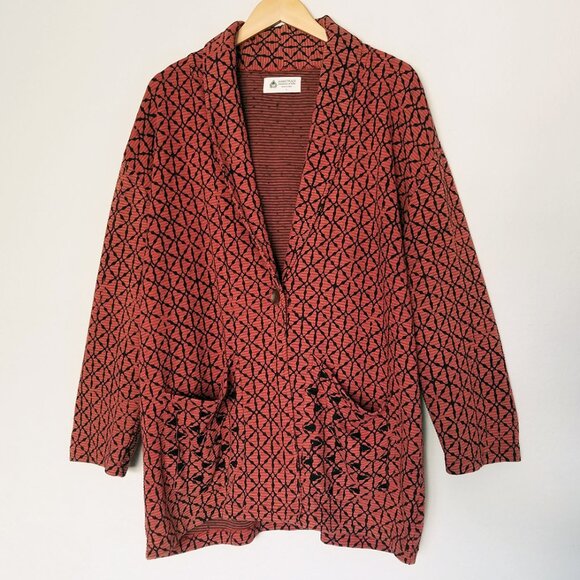 Marketplace Handwork of India Shawl Collar Cardigan Jacket Coat Coatigan L Boho - Picture 1 of 15